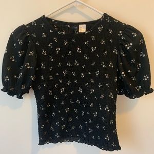 H&M smocked top with puff sleeves